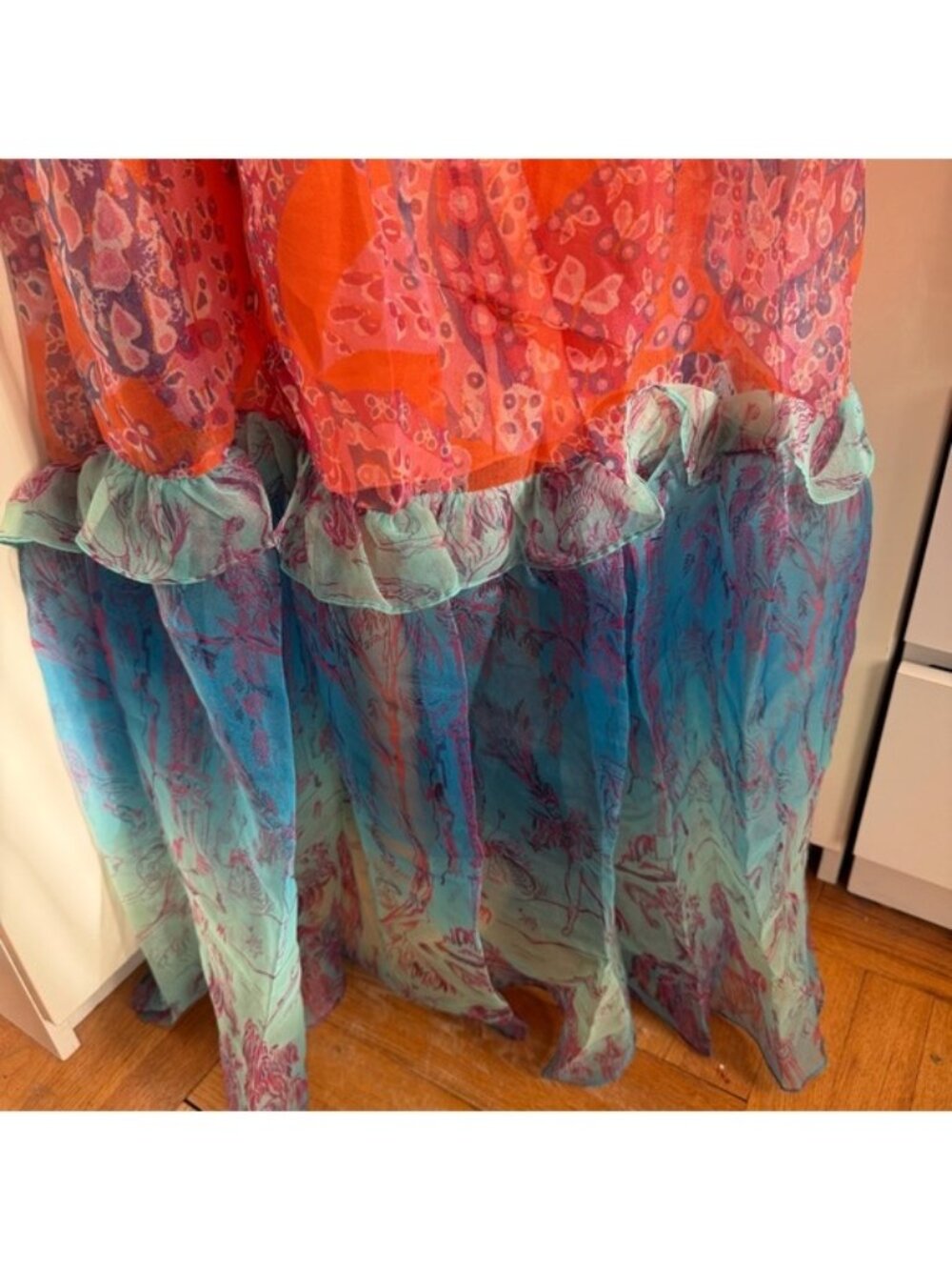 RARE NWOT STAUD Cocoon Tiered Paisley-print Organza Halter Maxi Dress sz XS - Picture 12 of 15